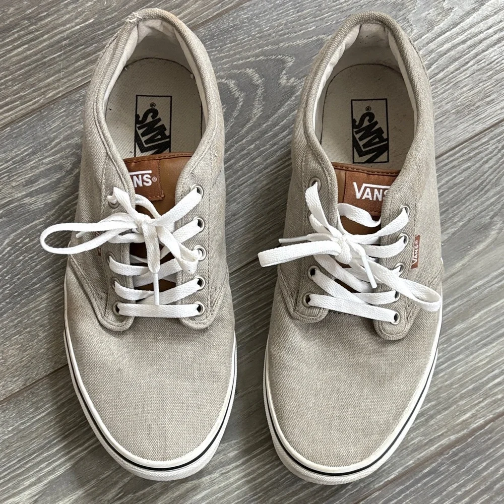 Vans Light Gray Canvas Shoes with White Laces - Picture 1 of 8